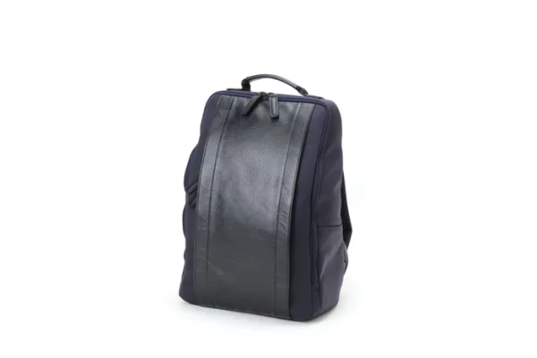 RR4-06C LEATHER PANEL NAVY BACKPACK - 1